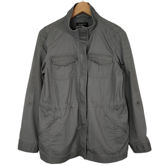 NWOT Talbots Embroidered Full Zipper Snap Button Long Sleeve Utility Jacket - Picture 1 of 16